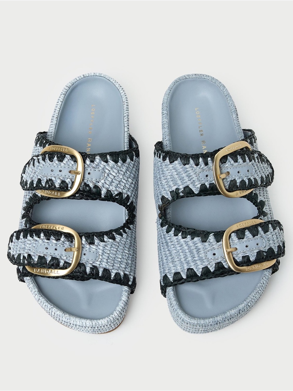 NEW Loeffler Randall Raffia Nico Blue Two Band Sandal Platform Sandals 7.5